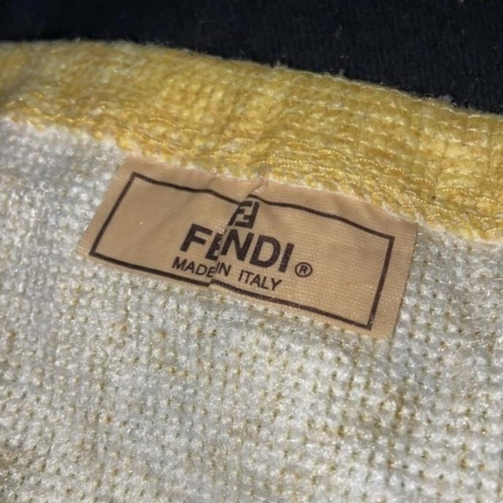 FENDI DUSTBAG gold plated metal draw string marked Fendi Roma Italy 1925 VINTAGE - Picture 3 of 5